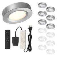 Set LED-opbouwspot met afstandsbediening Adria zilver 3W dimbaar IP44 1-12 stuks - thumbnail