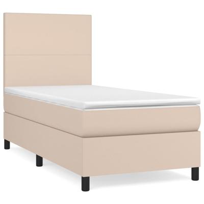 Boxspring met matras kunstleer cappuccinokleurig 120x190 cm - thumbnail
