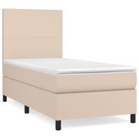 Boxspring met matras kunstleer cappuccinokleurig 100x200 cm - thumbnail