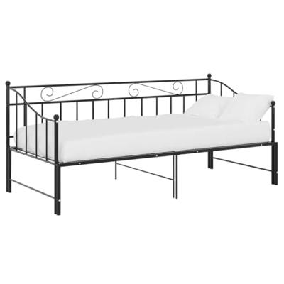 VidaXL Slaapbankframe uittrekbaar metaal zwart 90x200 cm