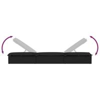 Ligbed met tafel poly rattan zwart - thumbnail