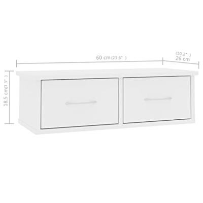 VidaXL Wandschap met lades 60x26x18,5 cm bewerkt hout wit VidaXL Wandschap met lades 60x26x18,5 cm bewerkt hout wit