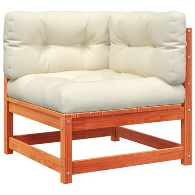9-delige Loungeset met kussens massief grenenhout wasbruin - thumbnail