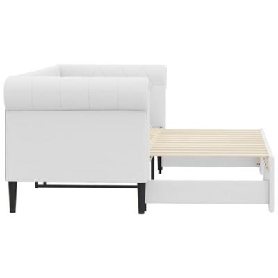 Slaapbank met onderschuifbed 90x200 cm kunstleer wit