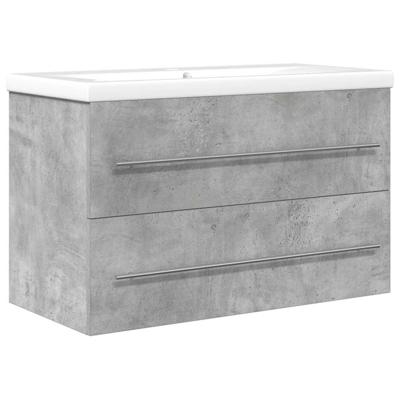 2-delige Badkamermeubelset bewerkt hout betongrijs