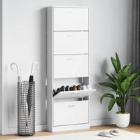 VidaXL Schoenenkast hout met 5 opbergvakken wit - thumbnail
