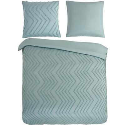 Pure Dekbedovertrek "luxe zizag biezen/ borduursels" - Groen - (200x200/220 cm) - Microfiber