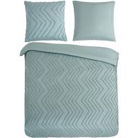 Pure Dekbedovertrek "luxe zizag biezen/ borduursels" - Groen - (200x200/220 cm) - Microfiber - thumbnail