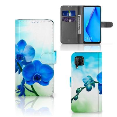 Huawei P40 Lite Hoesje Orchidee Blauw - Cadeau voor je Moeder Huawei P40 Lite Hoesje Orchidee Blauw - Cadeau voor je Moeder