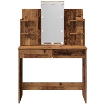 Kaptafel met LED-verlichting 96x40x142 cm oud houtkleurig Kaptafel met LED-verlichting 96x40x142 cm oud houtkleurig