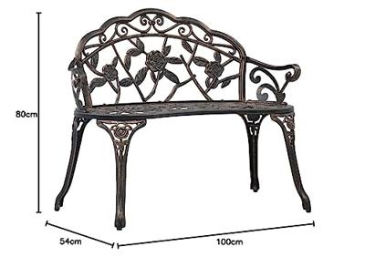 Bistrobank 100 cm gietaluminium bronskleurig