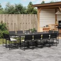 13-delige Tuinset met kussens poly rattan zwart - thumbnail