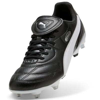 PUMA King Liga IJzeren-Nop Voetbalschoenen (SG) Zwart Wit Zilver PUMA King Liga IJzeren-Nop Voetbalschoenen (SG) Zwart Wit Zilver