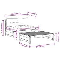 2-delige Loungeset met kussens massief hout wit - thumbnail