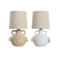 Bureaulamp Home ESPRIT Wit Beige Keramisch 220 V 15 x 15 x 28 cm (2 Stuks) - thumbnail