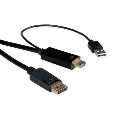 ROLINE HDMI kabel UltraHDTV - DisplayPort, M/M, zwart, 2 m ROLINE HDMI kabel UltraHDTV - DisplayPort, M/M, zwart, 2 m