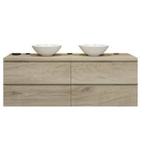 Badkamermeubelset Gliss Zeus 160 cm Licht Grijs Eiken Met Waskom - thumbnail