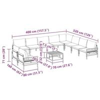 Tuinbankenset met kussen 11 pcs Zwart Staal - thumbnail