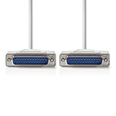 Nedis Seriële Kabel | D-SUB 25-Pins Male | D-SUB 25-Pins Male | Vernikkeld | Rond | PVC | Ivoor | Polybag 5.00 m 5.00 m