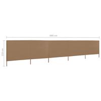 VidaXL Windscherm 5-panelen 600x80 cm stof taupe - thumbnail