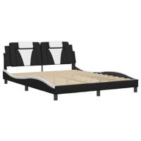 Bedframe "Viana" met LED zonder matras kunstleer zwart en wit 160x200 cm - thumbnail