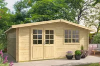 Tuindeco Leipzig Blokhut 6 500x400 cm 34 mm vuren blank- Zadeldak- Onbehandeld vurenhout- Tuindeco - thumbnail
