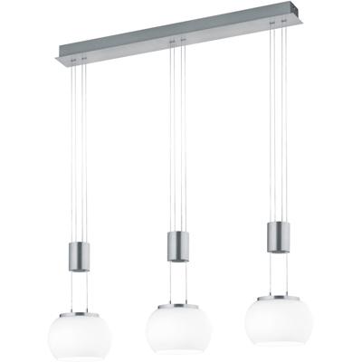 LED Hanglamp - Hangverlichting - Trion Maliba - 24W - 3-lichts - Warm Wit 3000K - Dimbaar - Rechthoek - Mat Nikkel - Aluminium