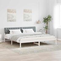 Bedframe Wit en lichtgrijs 200 x 200 cm Massief grenenhout - thumbnail