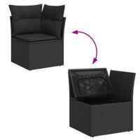 6-delige Loungeset met kussens poly rattan zwart - thumbnail