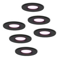 Set van 6 Venezia Smart inbouwspots - IP65 waterdicht - 6 Watt 450 lumen - Wifi + Bluetooth - RGBWW - Google Home, Amazon Alexa en Siri - Zwart - Badkamer, binnen en buiten - thumbnail