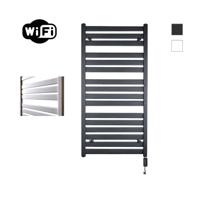 Elektrische Radiator Sanicare HWV - Moda Met Wifi 120x60 cm Mat Zwart 876W Met Thermostaat Zwart Rechtsonder - thumbnail