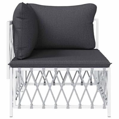 Tuinhoekbank met kussens geweven stof wit