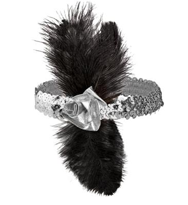 1920&apos;s pailletten hoofdband met bloem en veren