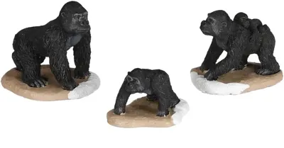 Gorilla family 3 stuks l6xb5xh5,5cm Kerst Luville - Luville