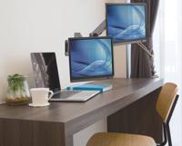 Manhattan 461627 Monitor-wandbeugel Aantal monteerbare displays: 2 Display(s) 43,2 cm (17) - 81,3 cm (32) Zwart Draaibaar, In hoogte verstelbaar, Kantelbaar, - thumbnail