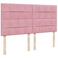 Boxspring met matras fluweel roze 200x200 cm - thumbnail