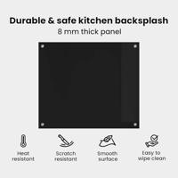 VidaXL Keuken achterwand zwart 70 x 60 cm gehard glas - thumbnail