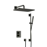 Hotbath Gal - GL106 - Inbouw Regendoucheset - Geborsteld Gunmetal PVD - Thermostatisch - Wandarm 35 cm - Hoofddouche 270x400 mm - Staafhanddouche - Glijstang 900 mm - met GL106 - met 2-Weg Stop-Omstel - thumbnail