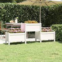 VidaXL Plantenbak 178,5x44x75 cm massief grenenhout wit - thumbnail