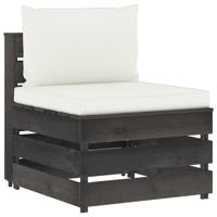 Middenbank sectioneel met kussens grijs geïmpregneerd hout - thumbnail