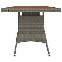 Tuintafel 160x70x72 cm poly rattan en massief acaciahout grijs - thumbnail