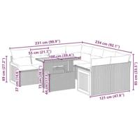 9-delige Loungeset met kussens poly rattan zwart - thumbnail