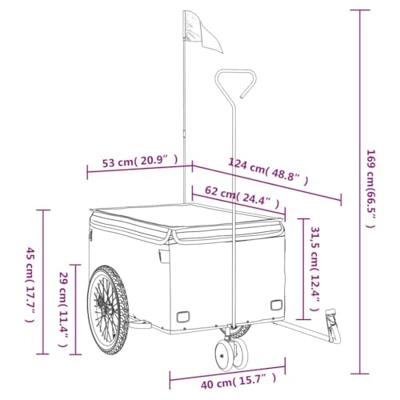 VidaXL Fietstrailer 30 kg ijzer zwart