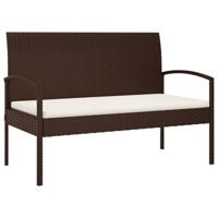 Tuinbank met kussen 105 cm poly rattan bruin - thumbnail