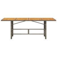 Tuintafel met acaciahouten blad 190x80x75 cm poly rattan grijs - thumbnail