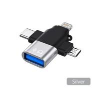 Elough- 3 In 1 - Usb3.0 - Data Reader / Transfer Micro/Type C/Bliksem Converter Voor Usb Disk Mouse - Smart Cardreader Voor Iphone Samsung Tablet Ipad - thumbnail
