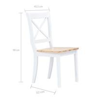 Eetkamerstoelen 4 st massief rubberwood naturel en wit - thumbnail
