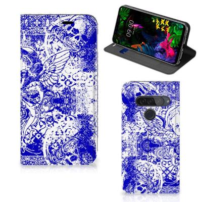 Mobiel BookCase LG G8s Thinq Angel Skull Blauw Mobiel BookCase LG G8s Thinq Angel Skull Blauw