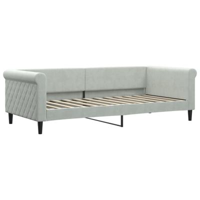 Slaapbank onderschuifbed matrassen 90x200 cm fluweel lichtgrijs