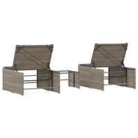 Ligbedden 2 st met tafel poly rattan grijs - thumbnail
